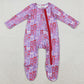 Baby Girls Rompers Hot Pink Bows Plaid Ruffle Zipper Footed Rompers LR2610 11.6