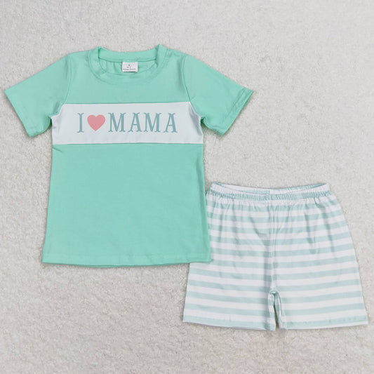 Baby Boys Clothes I Love Mama Short Sleeve Tee Shirts Tops Shorts Sets BSSO0751