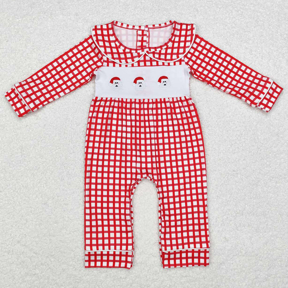 Baby Infant Girls Rompers Christmas Red Checkered Santas Rompers LR1263