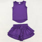 Sibling Baby Girls Yoga Clothes Sleeveless Colorful Yoga Vests Top Ruffle Shorts Sets 5.28
