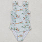 Baby Girls Swimsuits Duck Print Cute Ruffle One Piece Swimsuits S0265