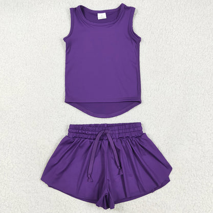 Baby Girls Clothes Purple Sleeveless Top Skort Yoga Sets GSSO2573 5.22