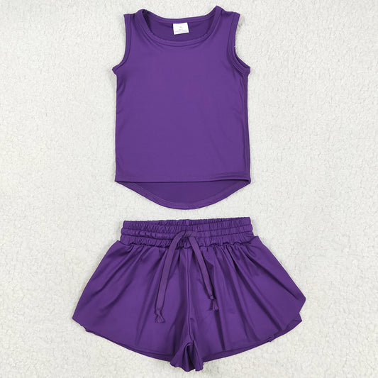 Baby Girls Clothes Purple Sleeveless Top Skort Yoga Sets GSSO2573 5.22