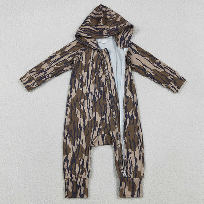 Baby Boys Rompers Southern Olive Camo Hoodie Zip Rompers LR2814 11.6