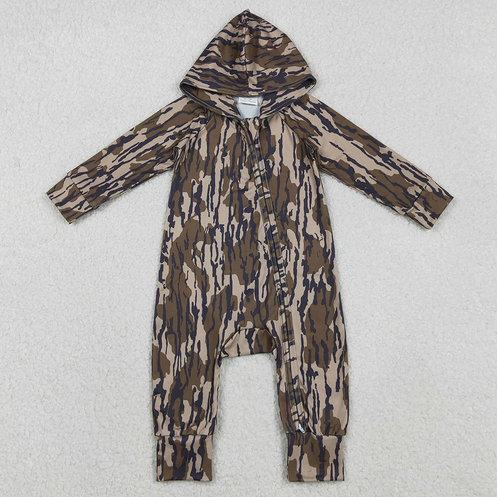 Baby Boys Rompers Southern Olive Camo Hoodie Zip Rompers LR2814 11.6