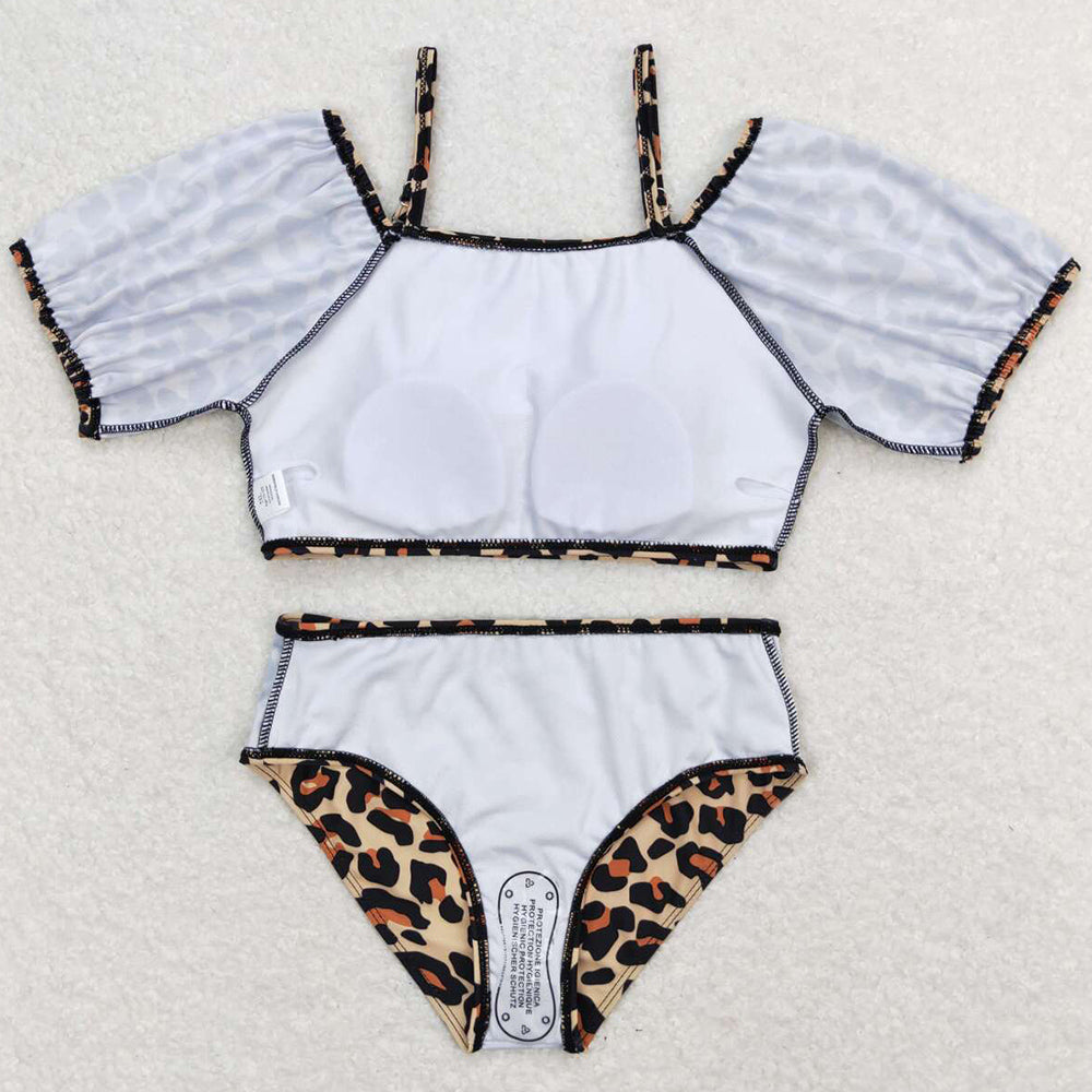 Baby Girls Swimsuits Leopard Straps Top Bummie Swimsuits S0272