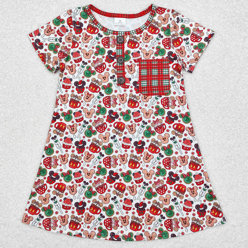 Baby Girls Dress Christmas Cartoon Knee Length Night Gowns Dresses GSD1403