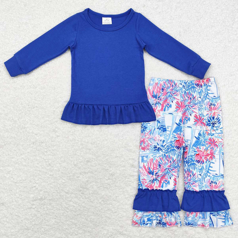 Baby Girls Clothes Blue Long Sleeve Shirt Seaweed Pants Sets GLP1459