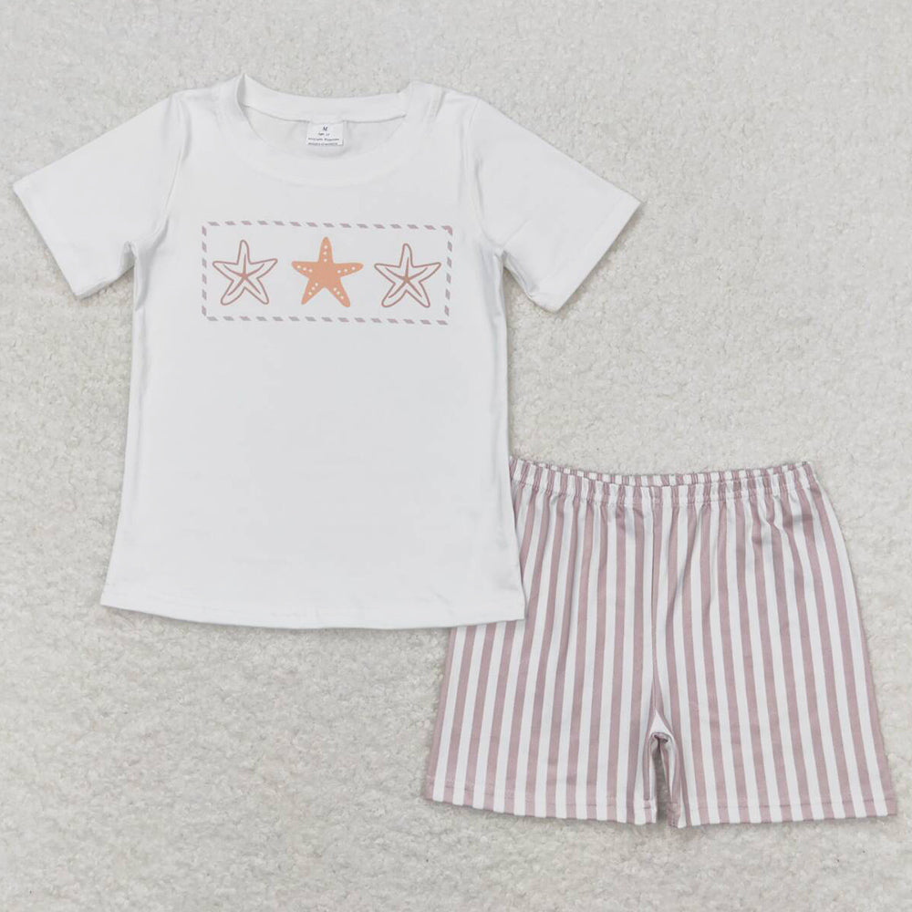 Baby Boys Clothes Stars Tee Shirts Tops Khaki Shorts Clothes Sets BSSO0826