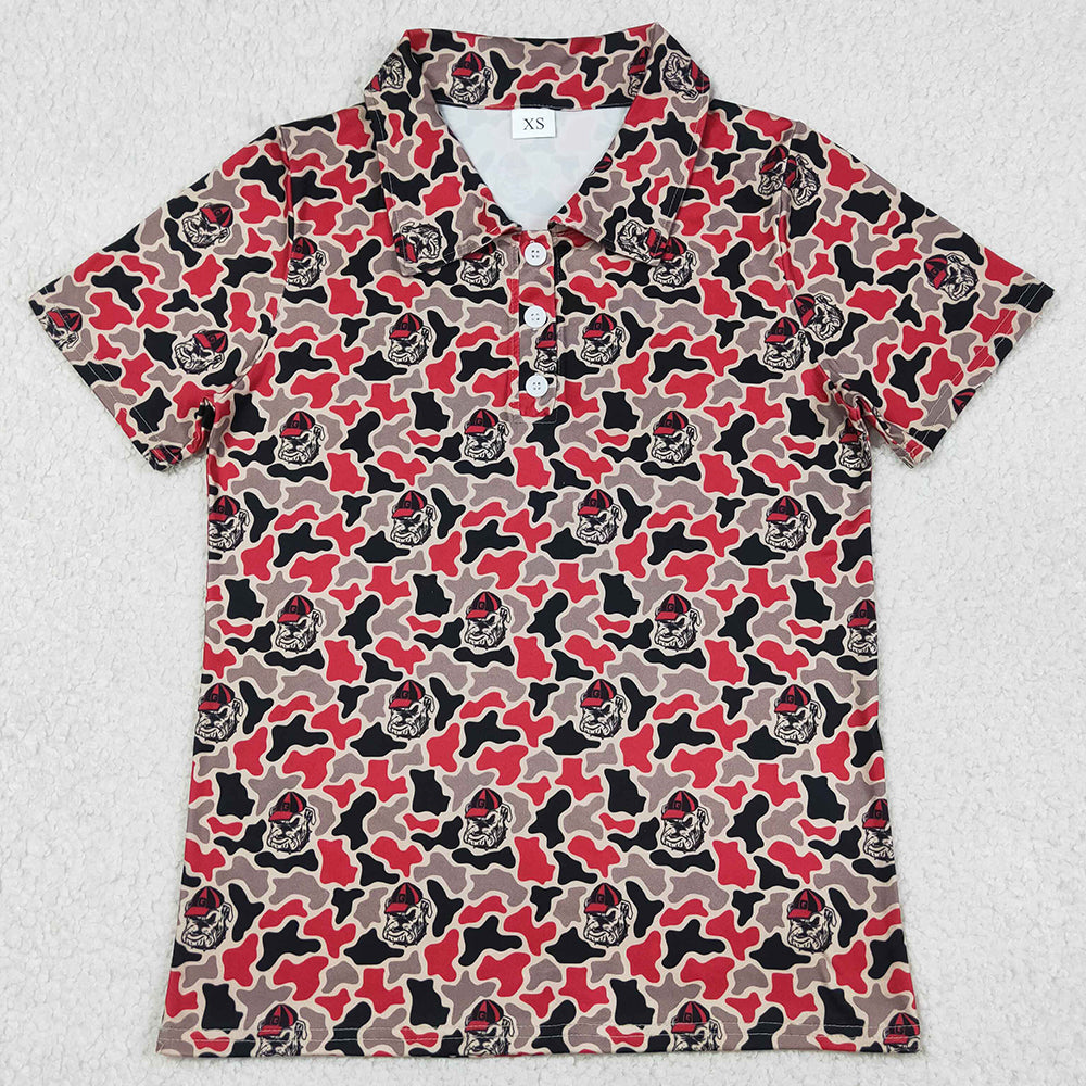 Adult Men Clothes Short Sleeve Southern Camo Bulldogs Team Button Polo Shirts Top BT1718
