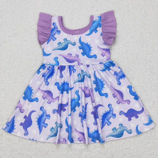 Baby Girls Dress Dinosaur Flutter Sleeve Knee Length Dresses GSD0493