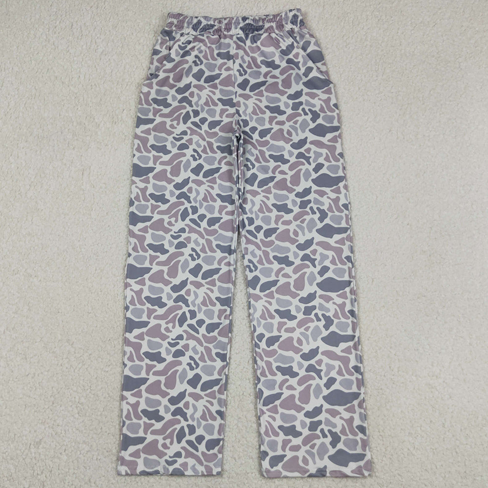 Adult Women Southern Light Grey Camo Pockets Straight Pants Bottom P0994