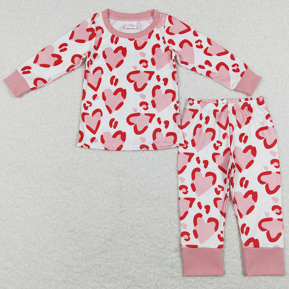 Baby Girls Pajamas Valentines Hearts Tops Pants Pajamas Sets GLP1095