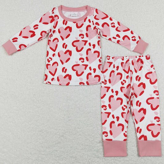 Baby Girls Pajamas Valentines Hearts Tops Pants Pajamas Sets GLP1095