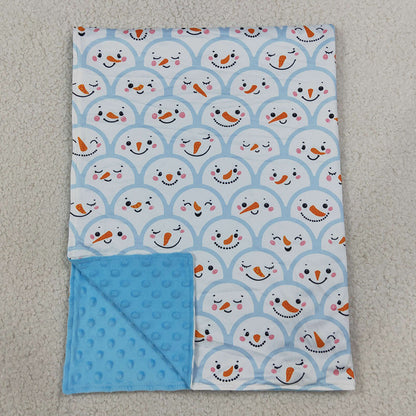 Baby Girls Clothes Blue Snowmen Checked Christmas Blankets BL0267