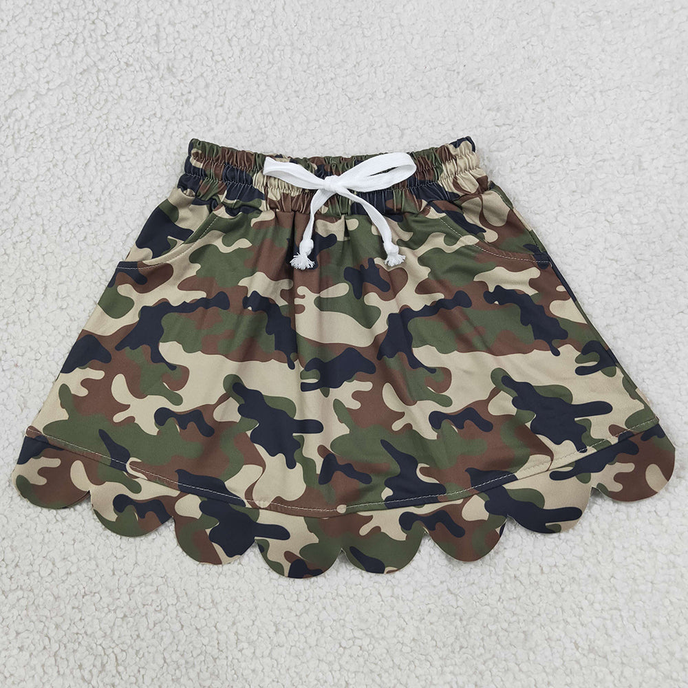 Baby Girls Skirts Southern Green Camo Scallop Pockets Skirt Shorts Bottom GLK0303