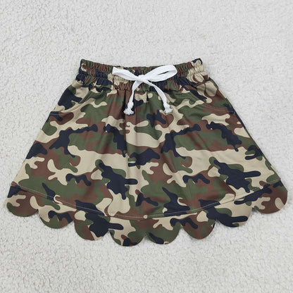 Baby Girls Skirts Southern Green Camo Scallop Pockets Skirt Shorts Bottom GLK0303