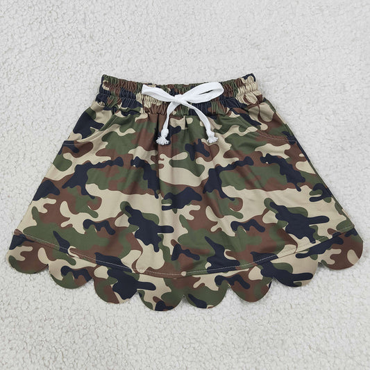 Baby Girls Skirts Southern Green Camo Scallop Pockets Skirt Shorts Bottom GLK0303