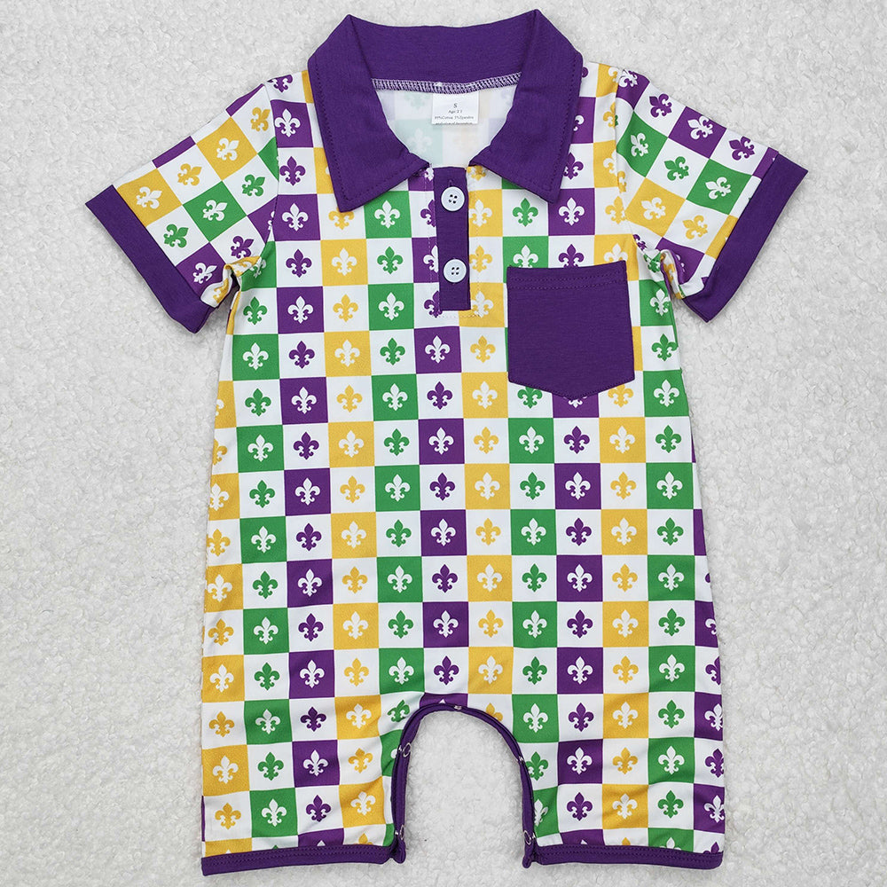 Baby Infant Boys Rompers Mardi Gras Anchor Short Sleeve Rompers SR2385