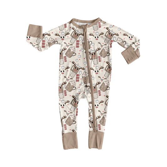 Preorder(moq 5)Baby Infant Boys Long Sleeves Deer Cups Christmas Zipper Rompers 7.30