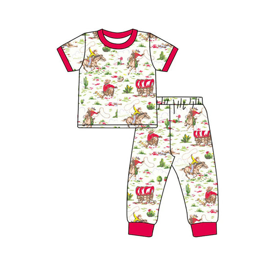 Preorder(moq 8)Baby Boys Horse Rodeos Top Pants Western Pajamas Sets 9.26