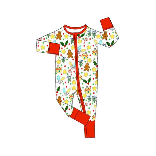Preorder moq 5 Baby Infant Boys Long Sleeves Stars Gingerbread Holly Plaid Zipper Romper 7.16