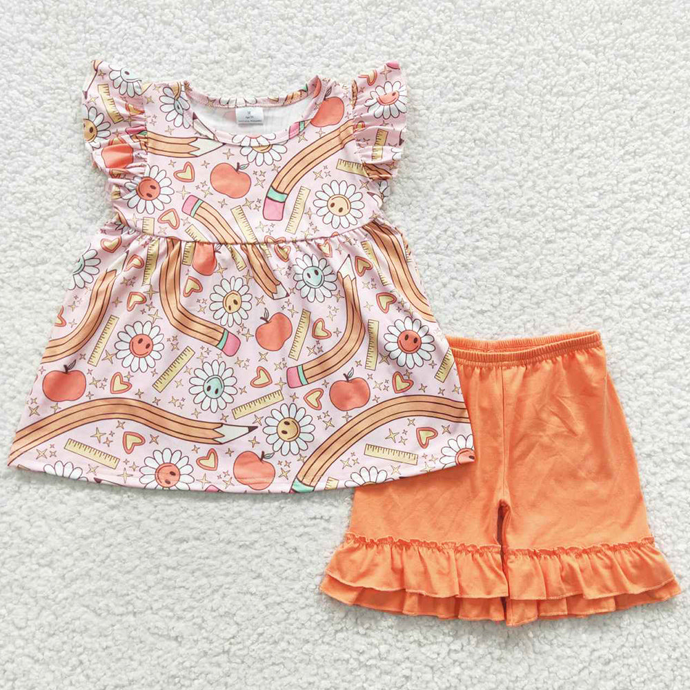 Baby Girls Clothing Back To School Tunic Shorts Sets GSSO0320