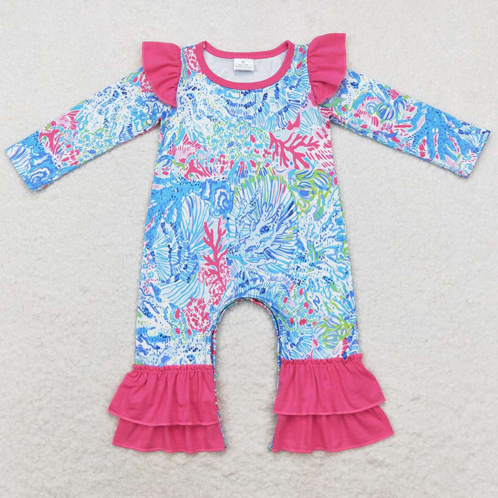 Baby Infant Girls Rompers Pink Seaweed Long Sleeve Rompers LR1327