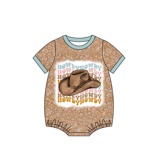 Preorder (moq 5)Baby Girls Howdy Leopard Short Sleeve Rompers 5.29