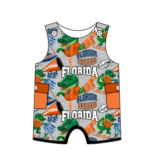 Preorder (moq 5)Baby Girls Sleeveless Dinosaurs Florida Team Shorts Rompers 6.14