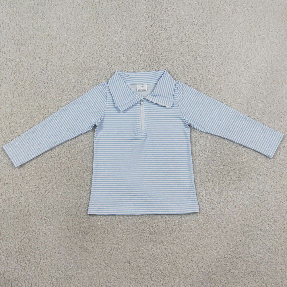 Baby Boys Clothes Long Sleeve Blue Stripe Zip Pullovers Top BT1878
