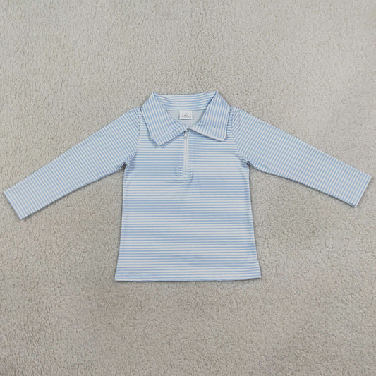 Baby Boys Clothes Long Sleeve Blue Stripe Zip Pullovers Top BT1878