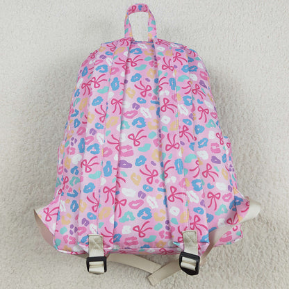Baby Kids Backpacks Pink Leopard Bows School Zipper Ruffle Back Bags BA0319 8.6