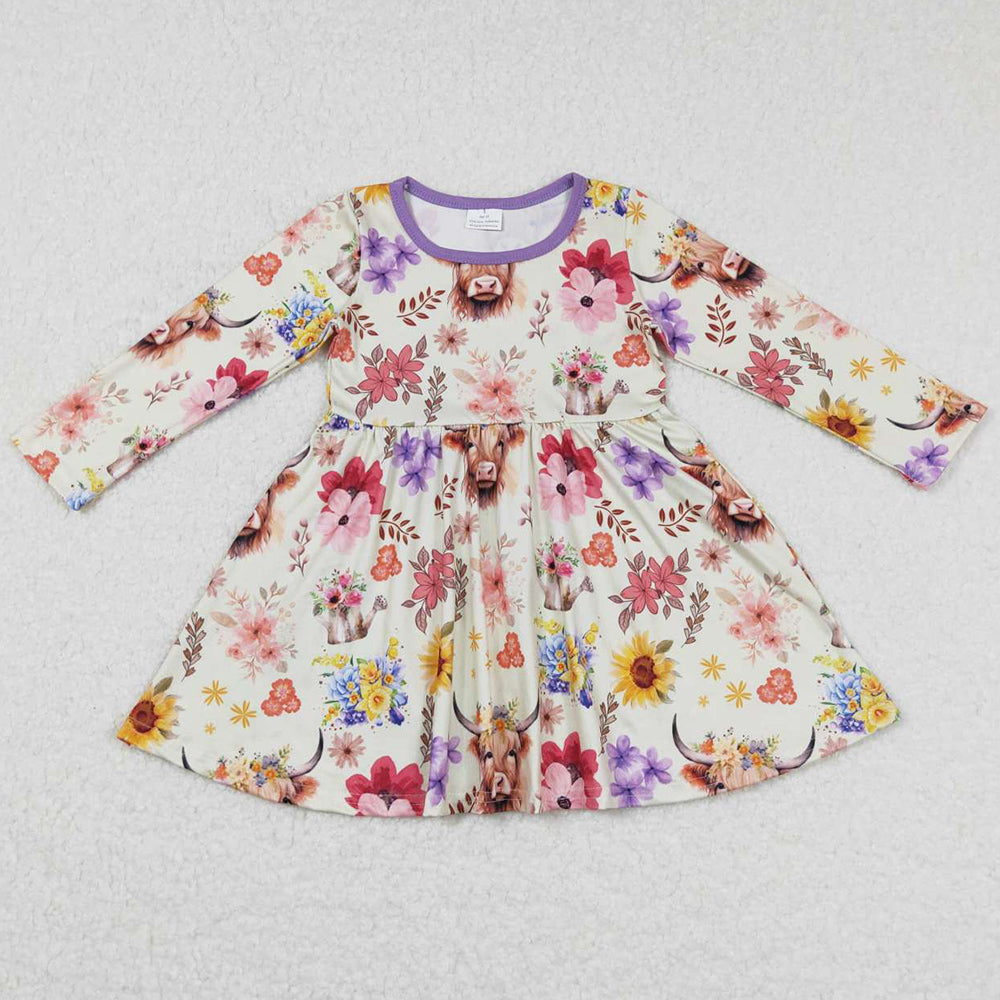 Cow Flower Print Baby Girls Dress GLD0399