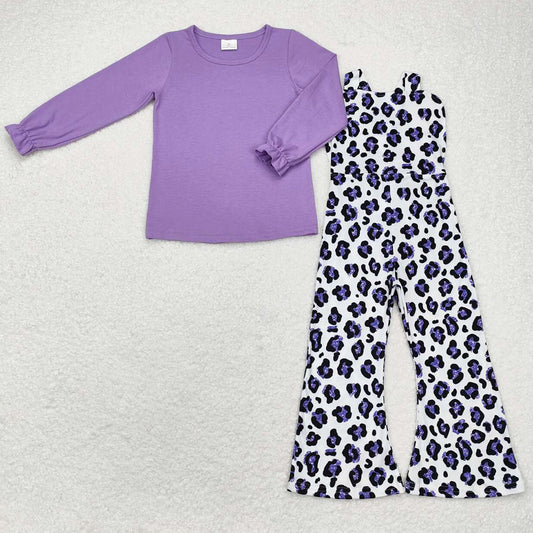 Baby Girls Clothes overalls Outfits Purple Top Leopard Jumpsuits 2pcs Clothes Sets GLP1373