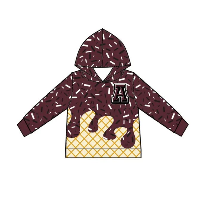 Preorder(moq 5) Maroon A ice cream sprinkle toddler kids team hoodie 8.18