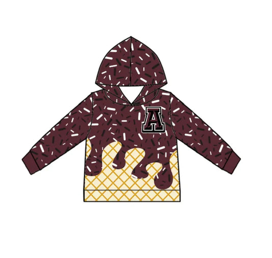 Preorder(moq 5) Maroon A ice cream sprinkle toddler kids team hoodie 8.18