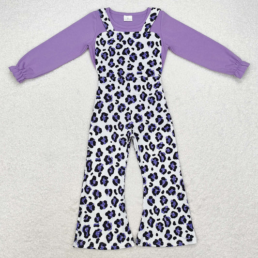 Baby Girls Clothes overalls Outfits Purple Top Leopard Jumpsuits 2pcs Clothes Sets GLP1373