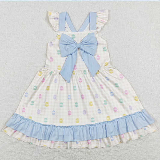 Baby Girls Dress Bow Easter Eggs Ruffle Knee Length Dresses GSD0582