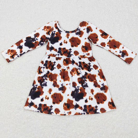 Baby Girls Dress Western Cowhide Long Sleeve Knee Length Dresses GLD0226