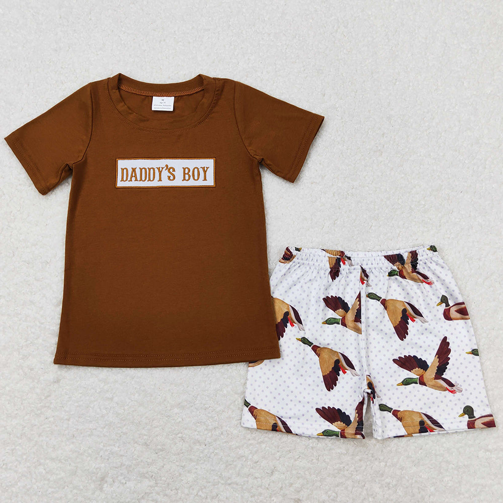 Baby Boys Clothes Daddy's Boy Short Sleeve Shirt Ducks Shorts Kids Sibling Clothes Girls Sets BSSO0719