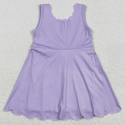 Baby Girls Athletic Dress Purple Sleeveless Yoga Knee Length Dresses GSD2372 5.22