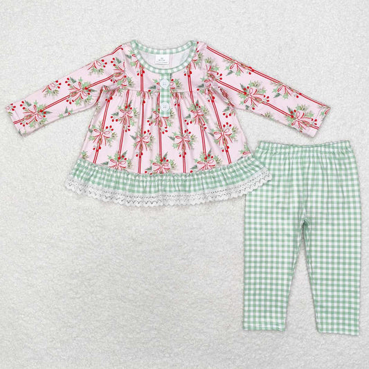 Baby Girls Clothes Christmas Bow Tunic Tops Legging Pants Sets GLP1663