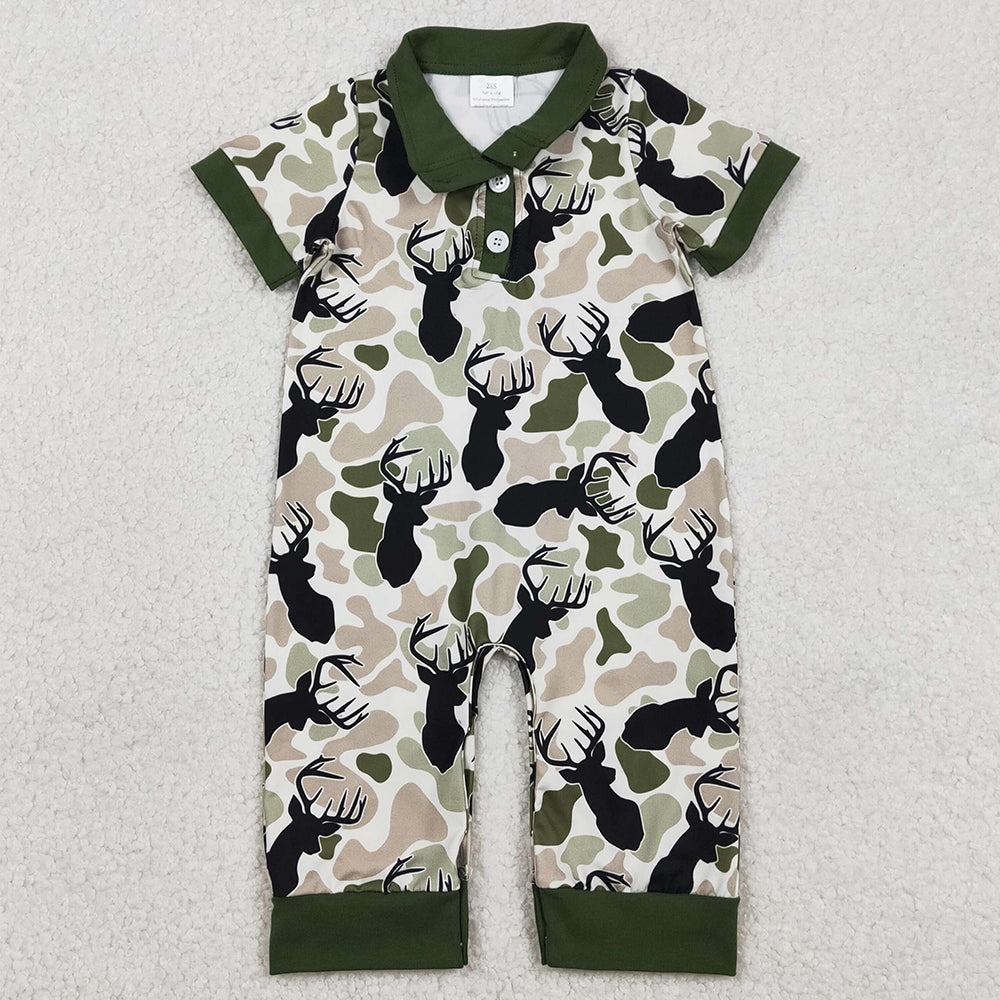 Baby Boys Rompers Green Deer Camo Button Southern Hunting Rompers SR3636 1.2