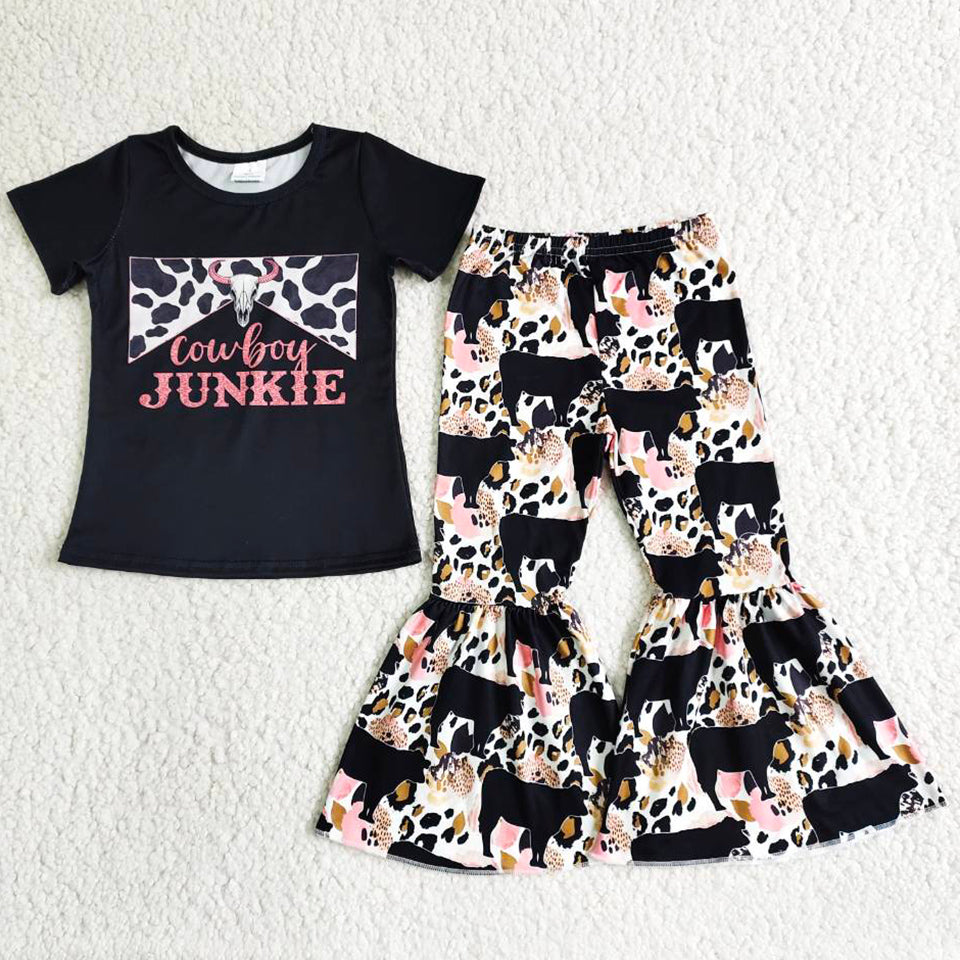 Toddler Baby Girl Clothes Cow Printed Cute Kids Children Clothing Wholesale B6-28