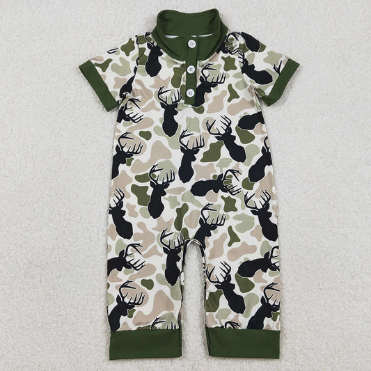 Baby Boys Rompers Green Deer Camo Button Southern Hunting Rompers SR3636 1.2