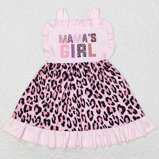 Baby Girls Dress Mama's Girl Pink Leopard Straps Ruffle Dresses GSD0555