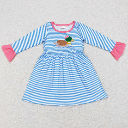 Baby Girls Dress Duck Stripes Long Sleeve Hunting Dresses GLD0426