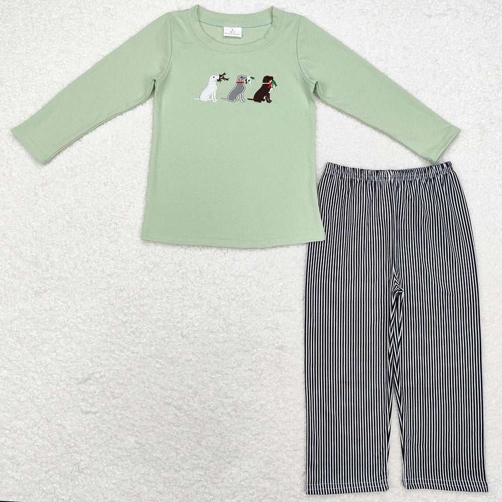 Baby Boys Clothes Dogs Hunting Ducks Embroidery Top Pants Sets BLP0741