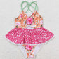 Baby Girls Swimsuits Orange Flowers Ruffle One Piece Swimsuits S0249